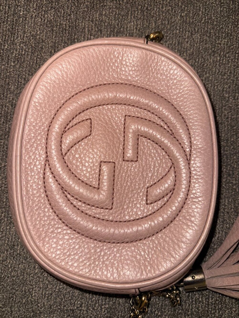 Gucci Round Mauve Leather Chain Crossbody Mini